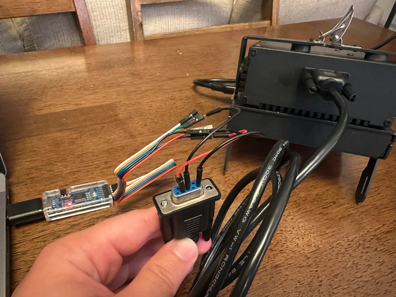 Bench wiring: FT232 to DE-9, stock head unplugged